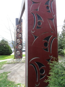 This unique totem's carvings caught our eye at the Totems in Stanley Park (Vancouver, B.C.)